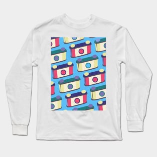 Retro Pinhole Camera Pattern - True Summer Seasonal Color Palette Long Sleeve T-Shirt